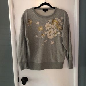 J.Crew Crew Neck Sweatshirt with Floral Embroidery